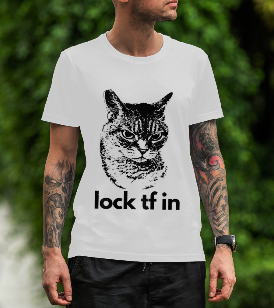 Serious Cat Lock Tf In Classical Japanese T-Shirt