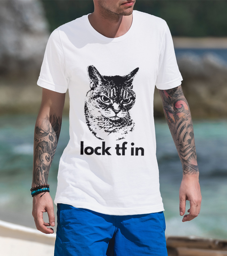 Serious Cat Lock Tf In Classical Japanese T-Shirt