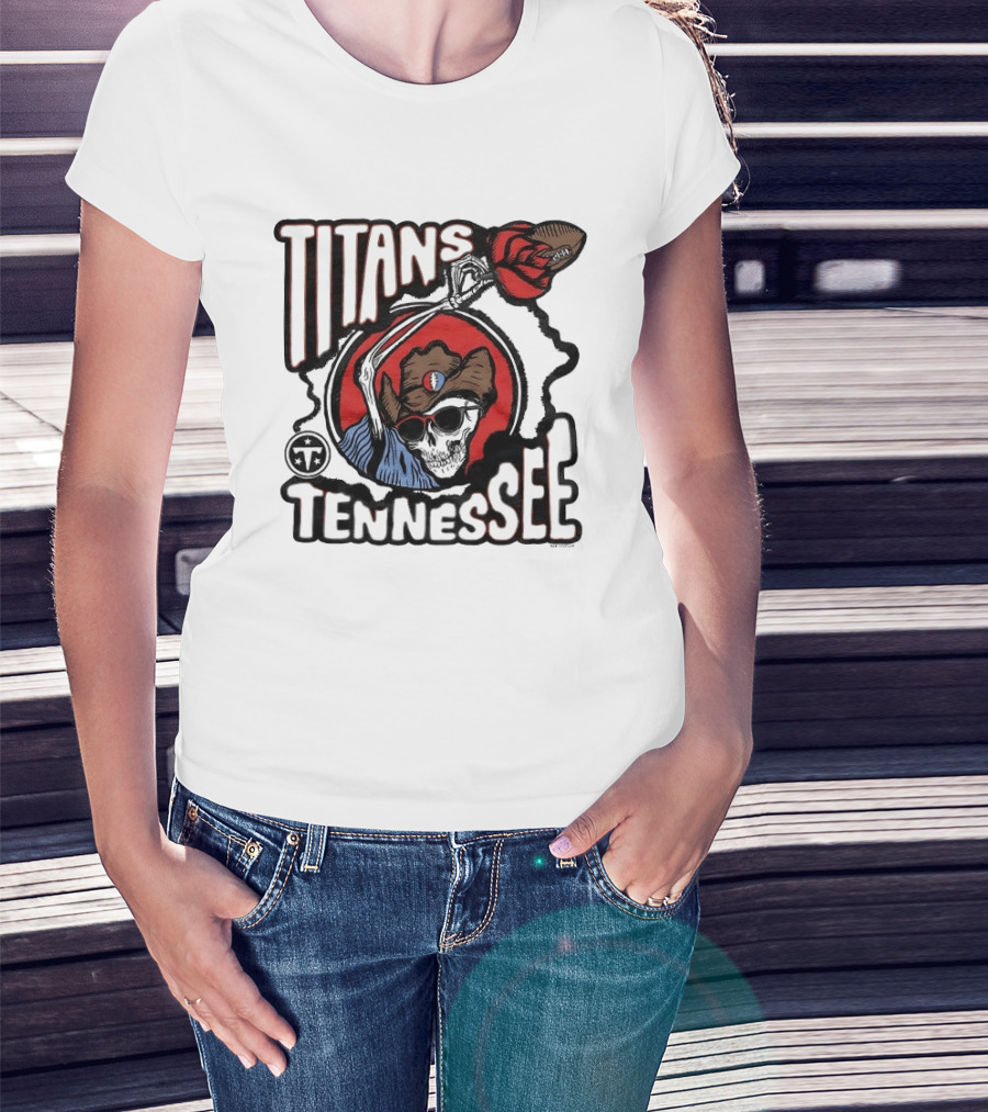 Tennessee Titans Grateful Dead Skeleton Rose Collaboration T-Shirt