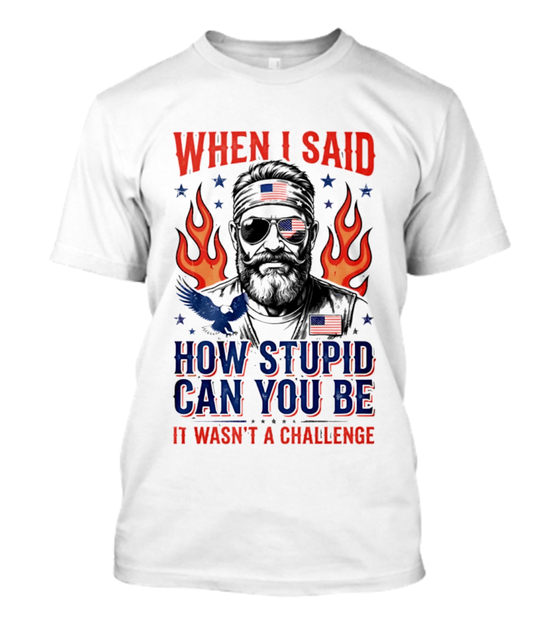 When I Said How Stupid Can You Be It Wasn't A Challenge Patriotic Eagle And Flaming T-Shirt