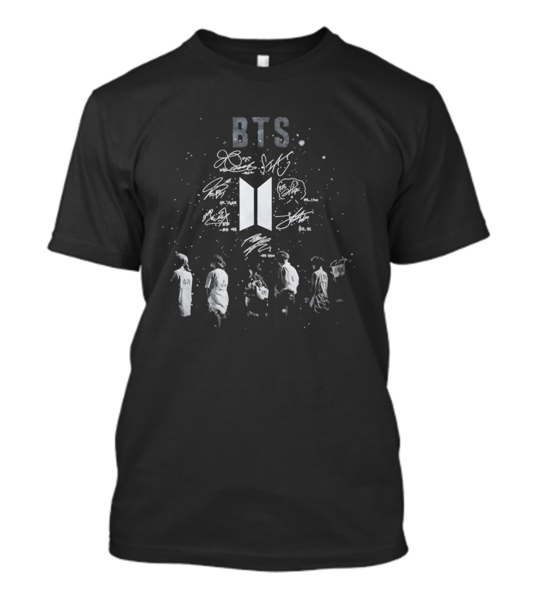BTS Bangtan Sonyeondan Signatures And Symbol With Group T-Shirt
