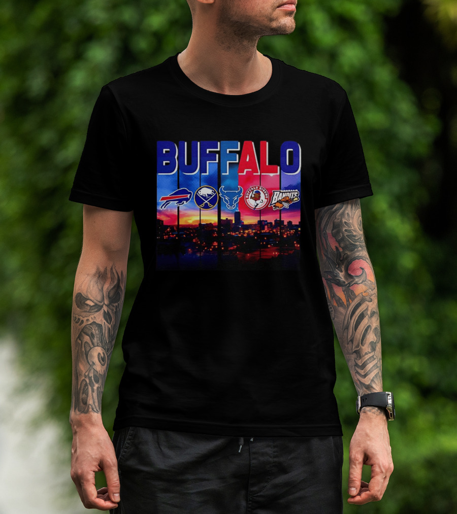 Buffalo Bills Sabres Bandits Bridles City Skyline Sports Teams T-Shirt