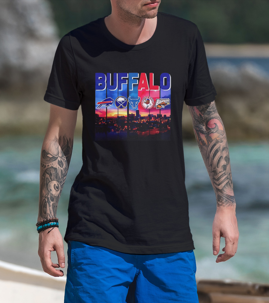 Buffalo Bills Sabres Bandits Bridles City Skyline Sports Teams T-Shirt