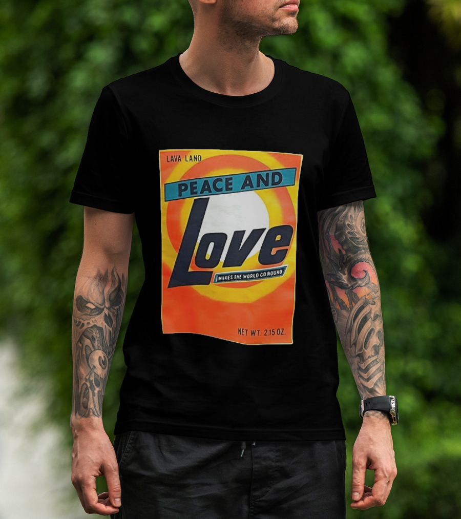 Peace And Love Makes The World Go Round Lava Land Retro Style 2.15 Oz T-Shirt