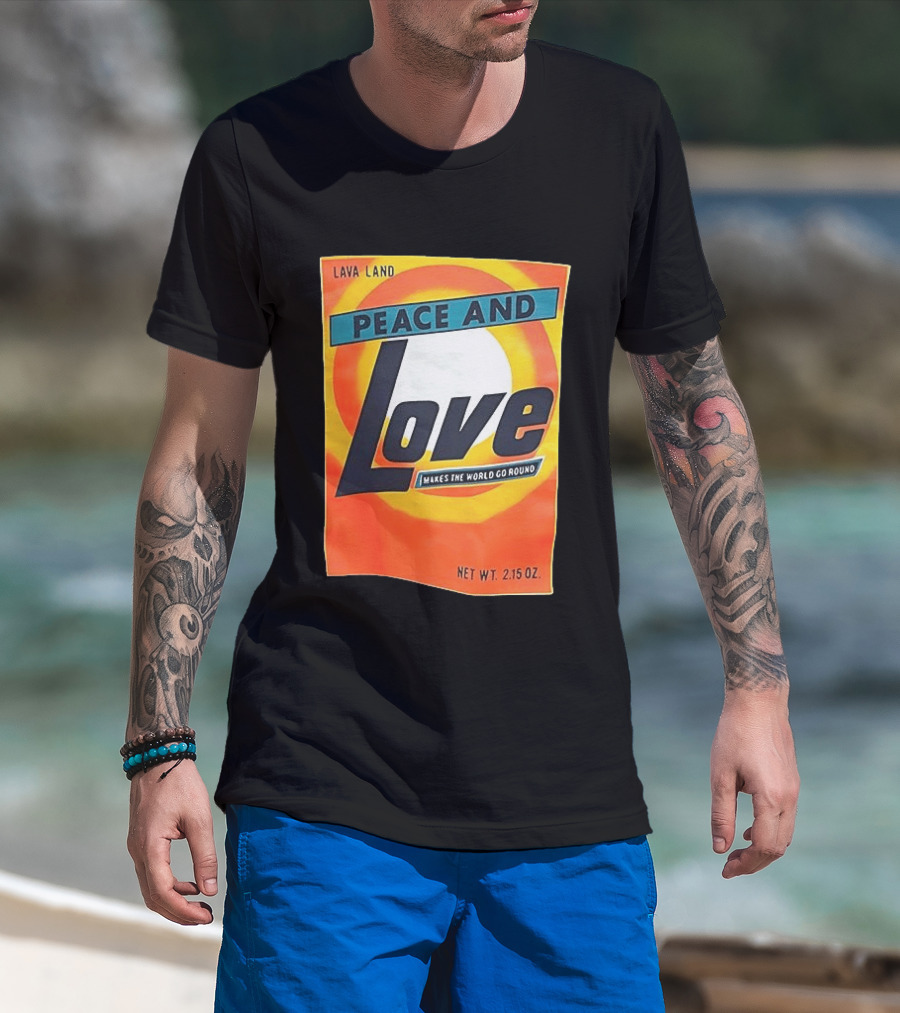 Peace And Love Makes The World Go Round Lava Land Retro Style 2.15 Oz T-Shirt
