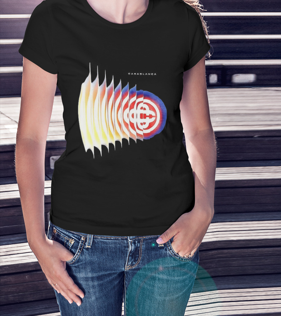 Casablanca Shockwave Optical Illusion Pattern With Red Blue Yellow Layers T-Shirt