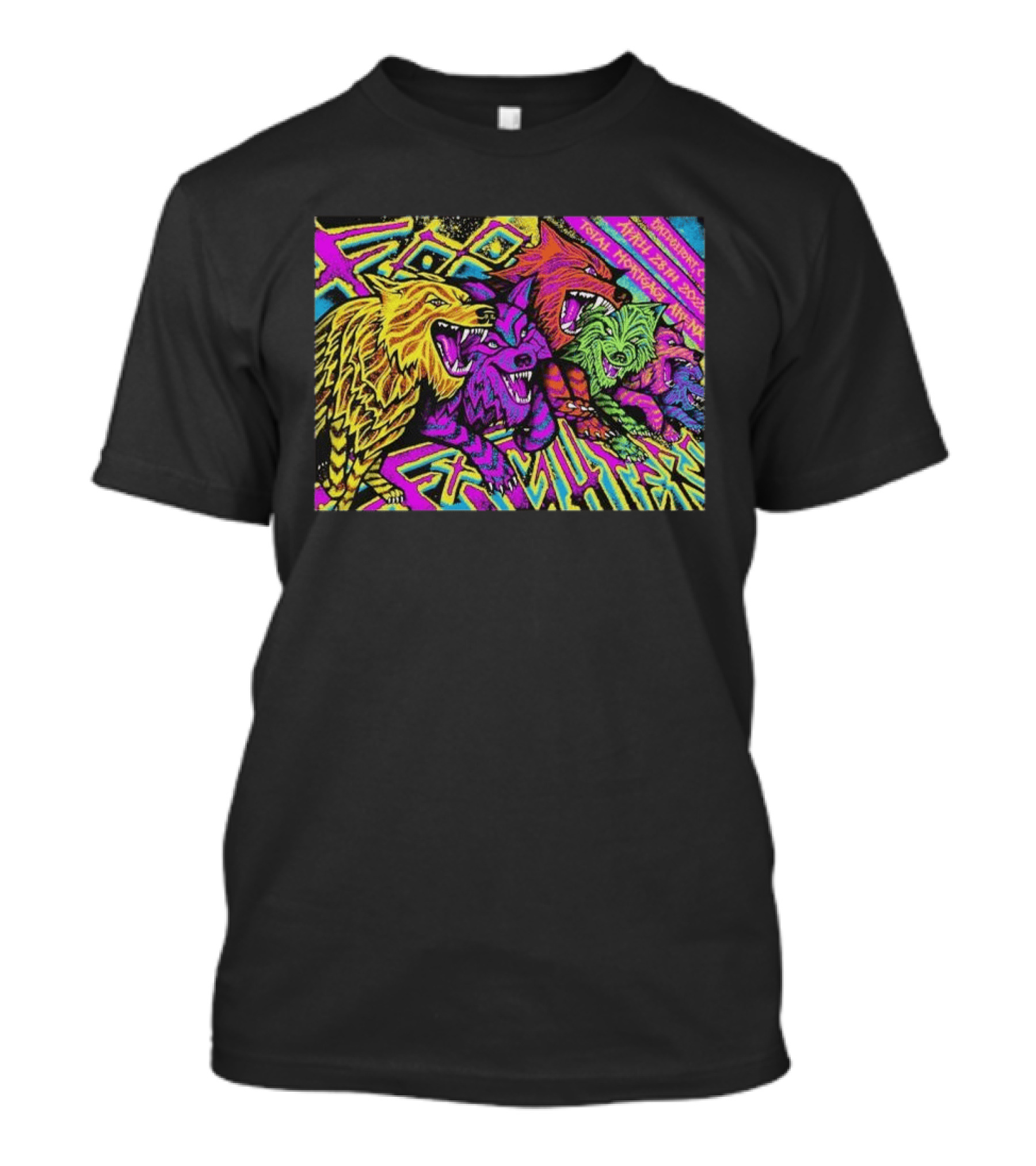 Foo Fighters Bridgeport April 28 2026 Total Nightmare Neon Wolves T-Shirt
