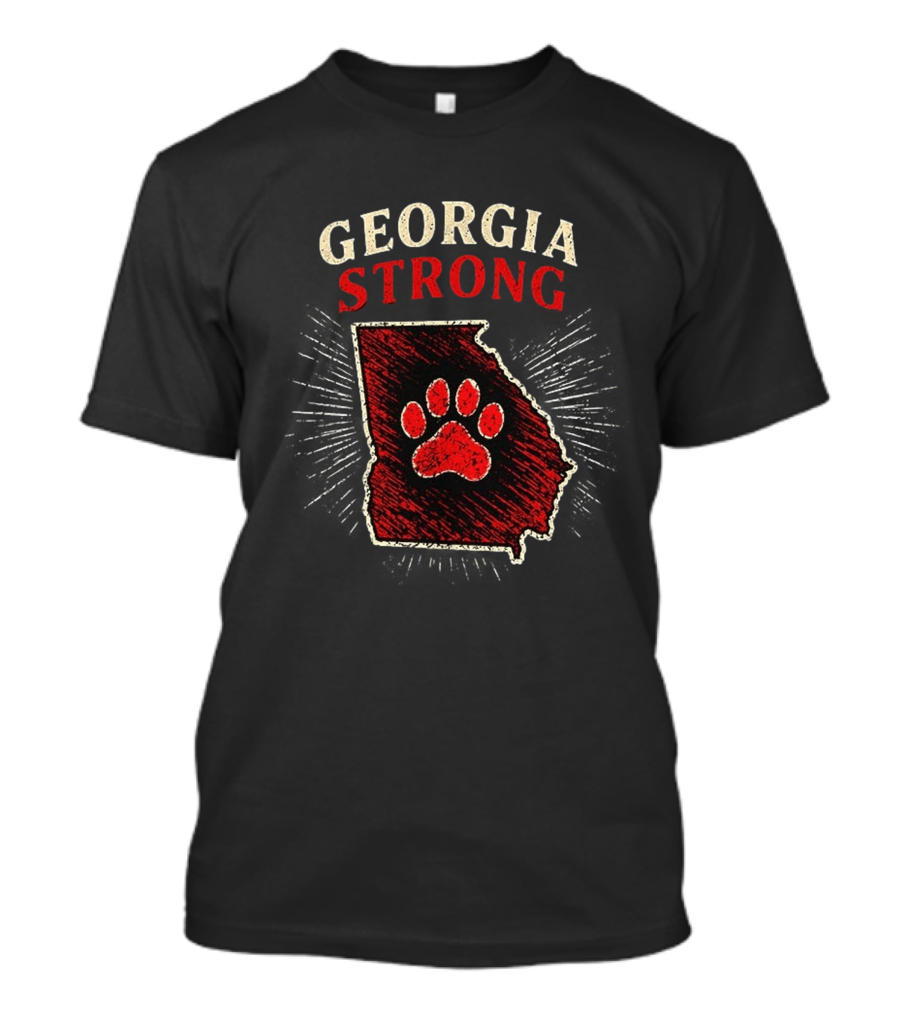 Georgia Strong Map Red Paw Print Inside State Shape T-Shirt