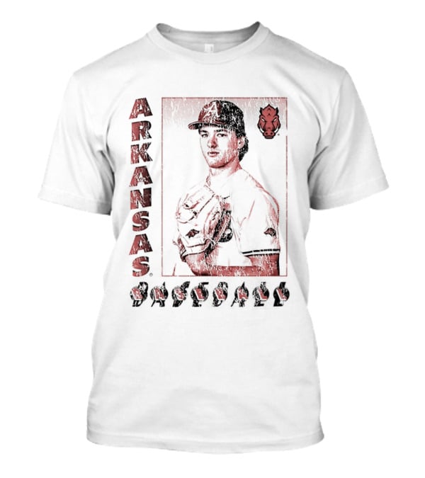 Arkansas Baseball Player With Razorback T-Shirt