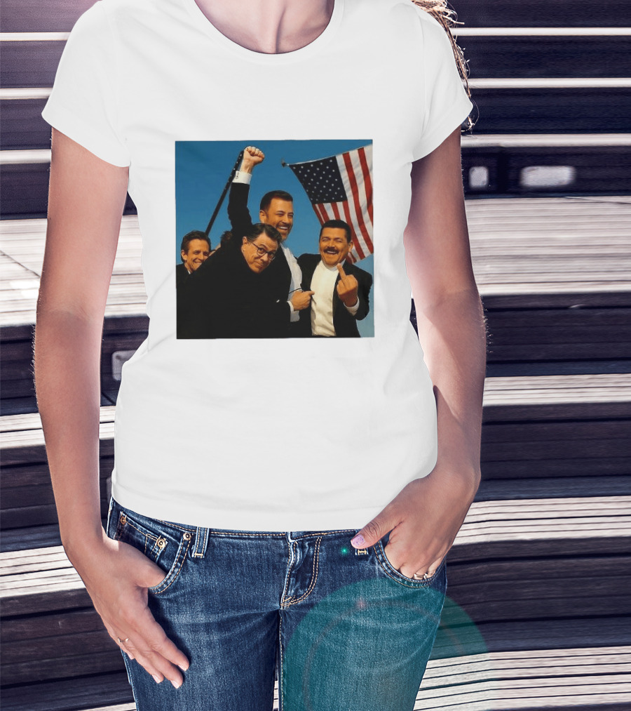 Jimmy Kimmel Stephen Colbert Seth Meyers American Flag Comedy Showdown T-Shirt