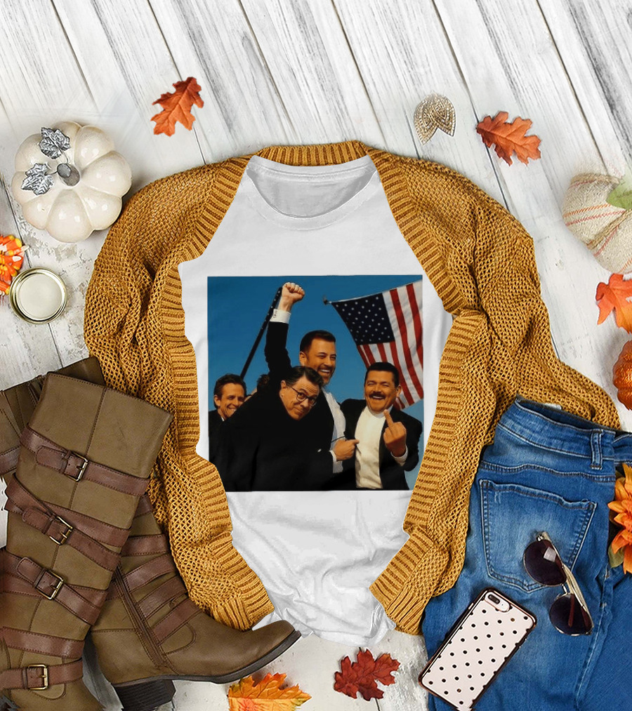 Jimmy Kimmel Stephen Colbert Seth Meyers American Flag Comedy Showdown T-Shirt