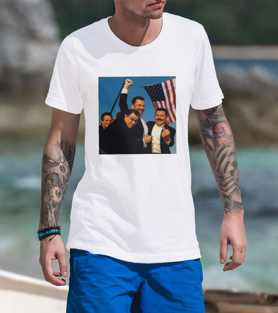 Jimmy Kimmel Stephen Colbert Seth Meyers American Flag Comedy Showdown T-Shirt