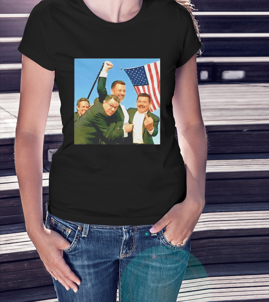Jimmy Kimmel Meme American Flag Satire T-Shirt