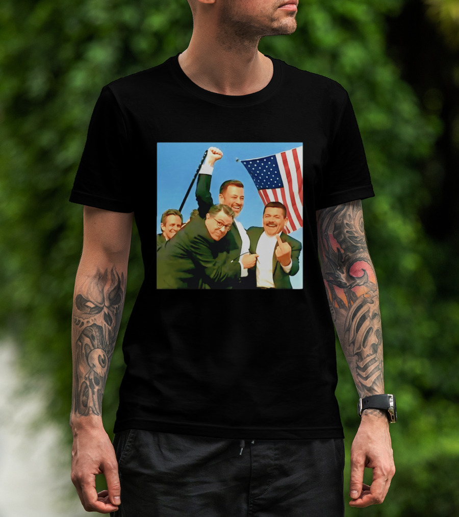 Jimmy Kimmel Meme American Flag Satire T-Shirt