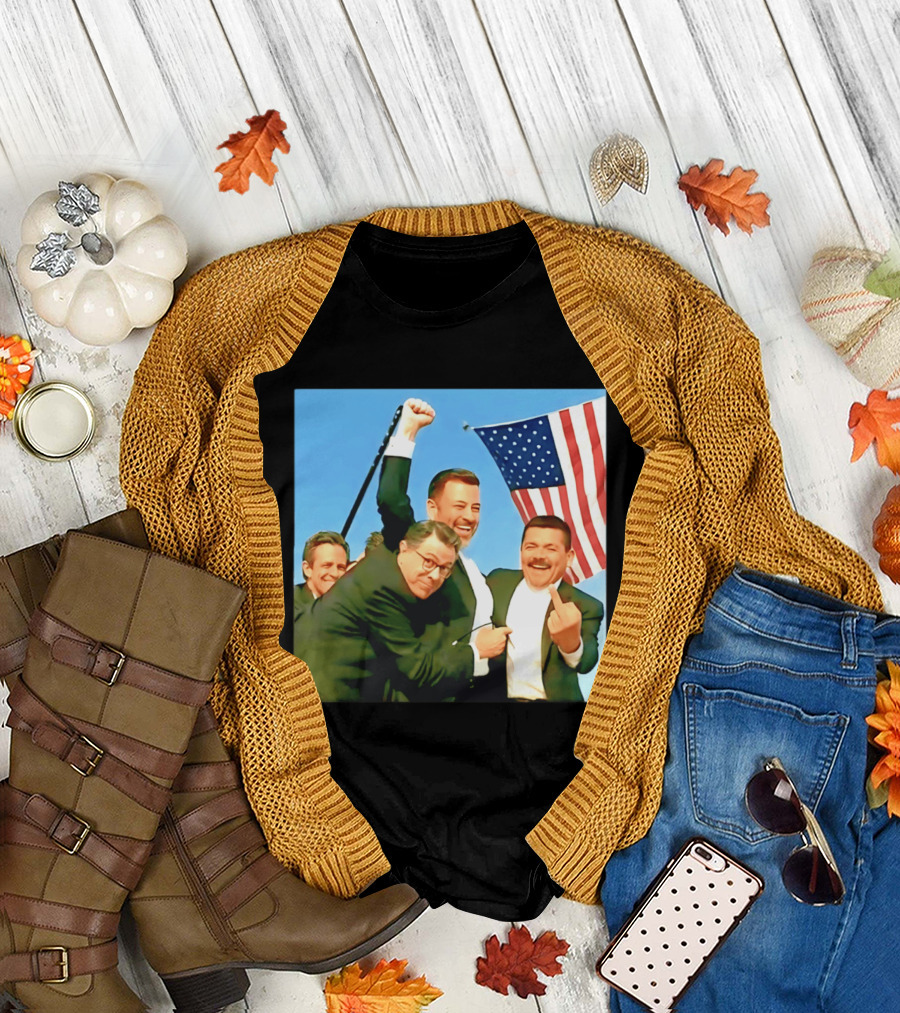 Jimmy Kimmel Meme American Flag Satire T-Shirt