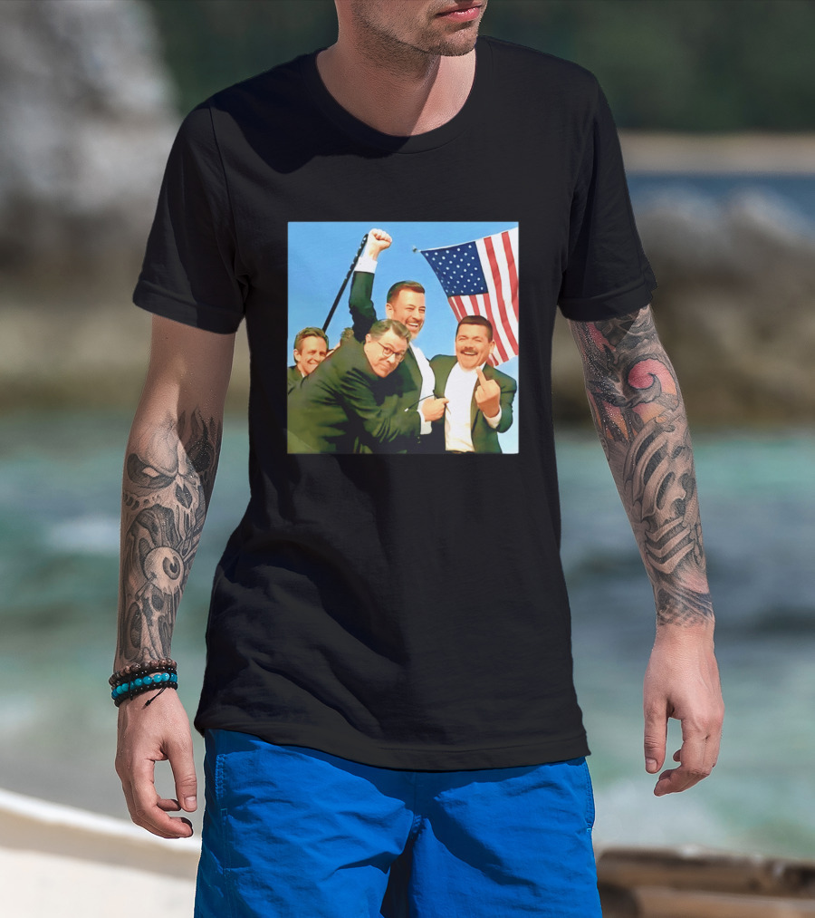 Jimmy Kimmel Meme American Flag Satire T-Shirt