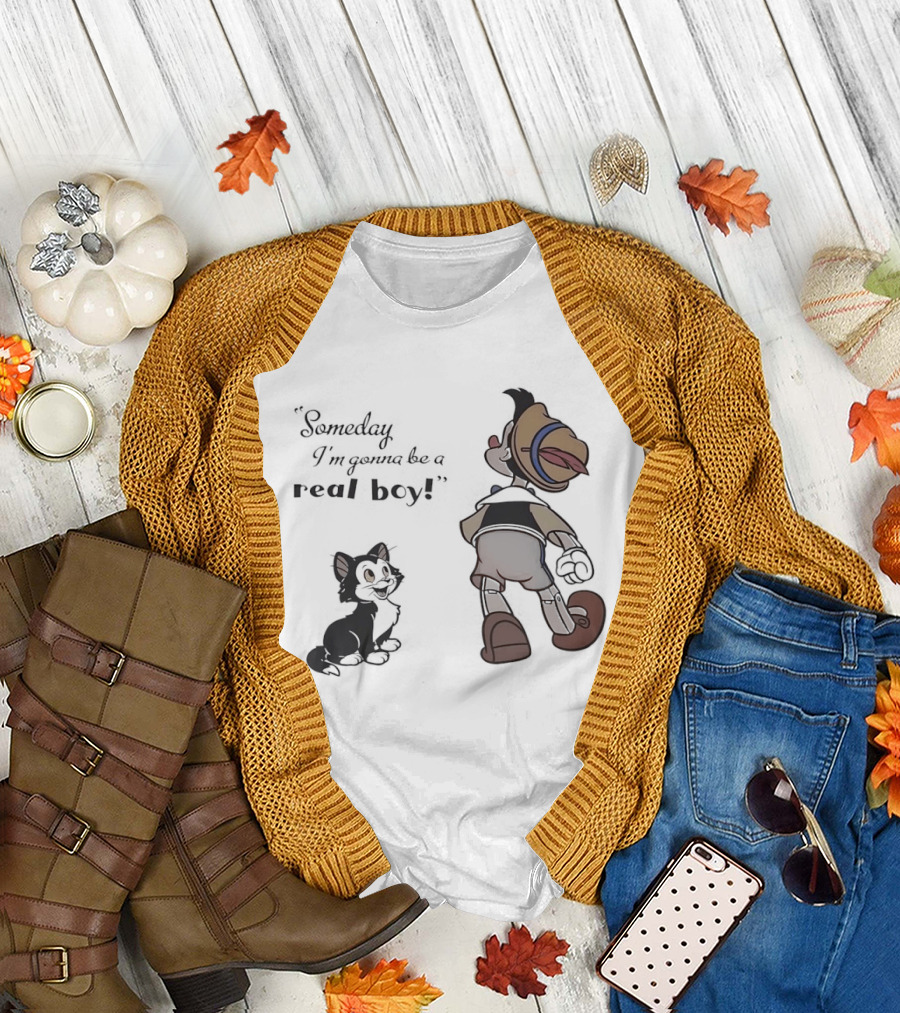 Someday I'm Gonna Be a Real Boy Pinocchio and Figaro Disney T-Shirt