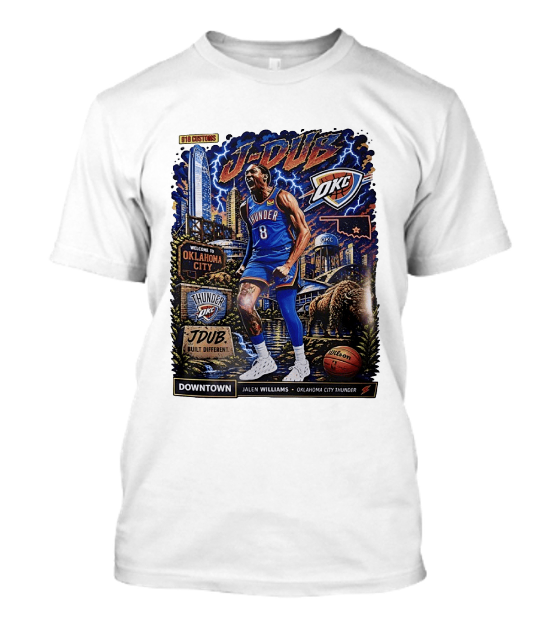 J Dub Oklahoma City Thunder Jalen Williams Downtown Comic OKC Basketball T-Shirt