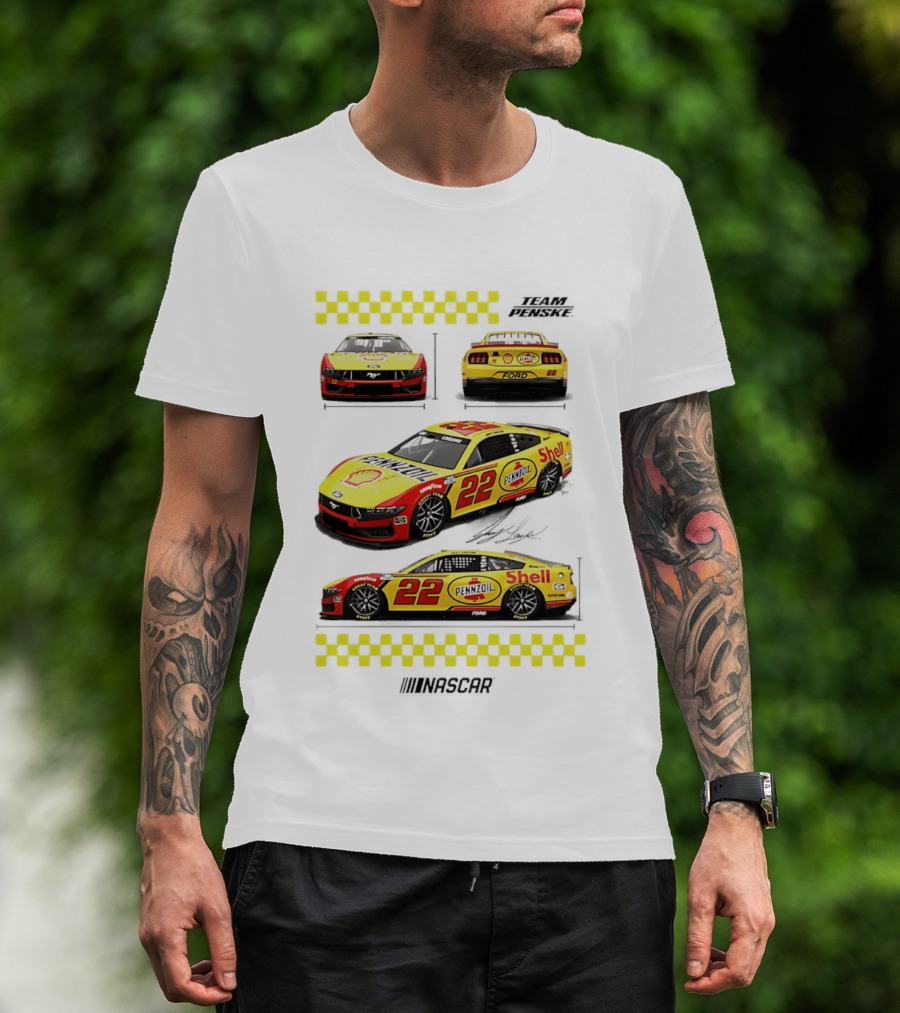 Joey Logano Pennzoil Shell 22 Ford Mustang NASCAR Team Penske Racing T-Shirt