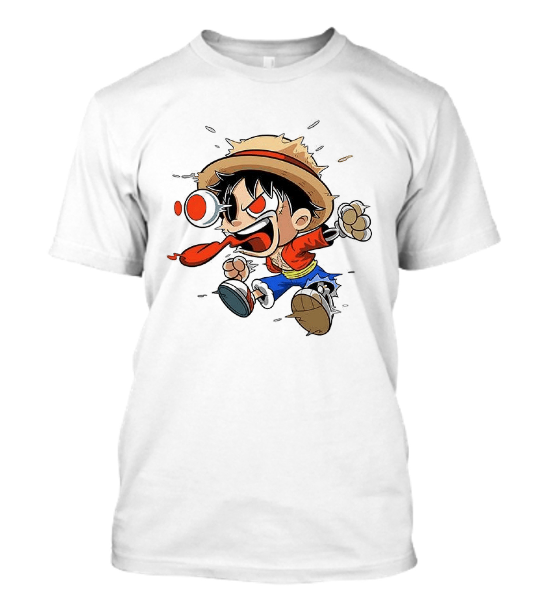 Chibi Dripping Monkey D. Luffy One Piece Anime Style Hat Straw Hat Pirates T-Shirt