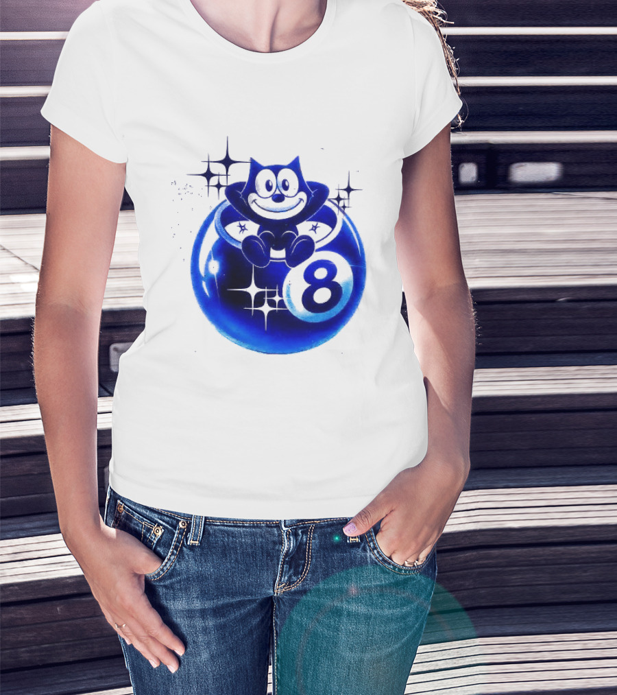Felix The Cat Vintage Classic Figure Eight Ball Stars T-Shirt
