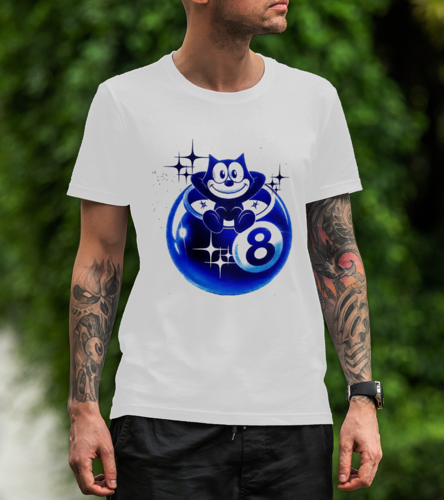 Felix The Cat Vintage Classic Figure Eight Ball Stars T-Shirt