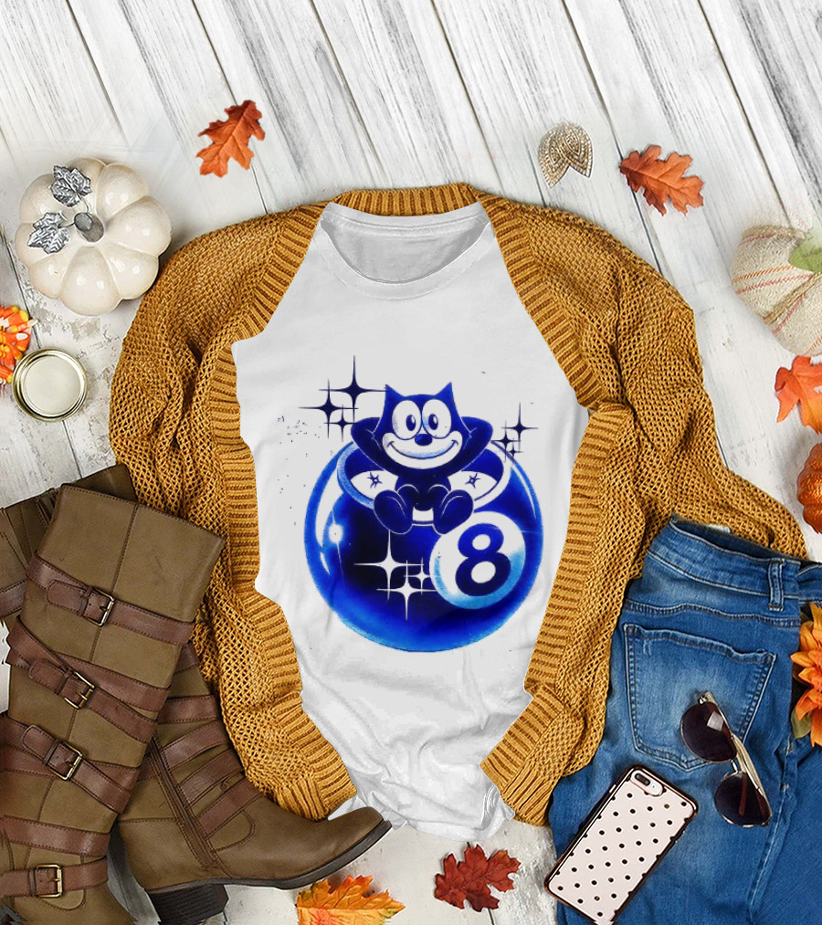 Felix the Cat Vintage Classic Figure Eight Ball Stars T-Shirt