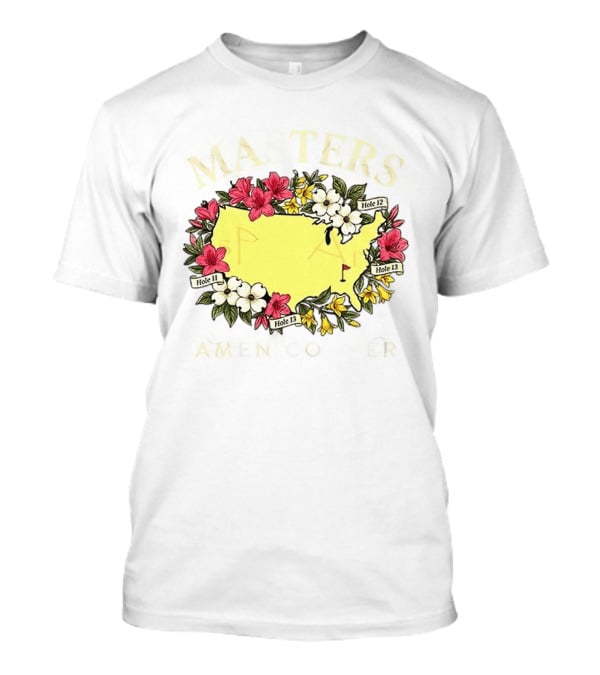 Masters Golf Tournament Augusta National Golf Club 2026 Hole 11 12 13 Map Flower T-Shirt