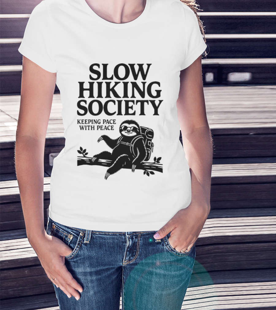 Slow Hiking Society Sloth Keeping Pace With Peace T-Shirt