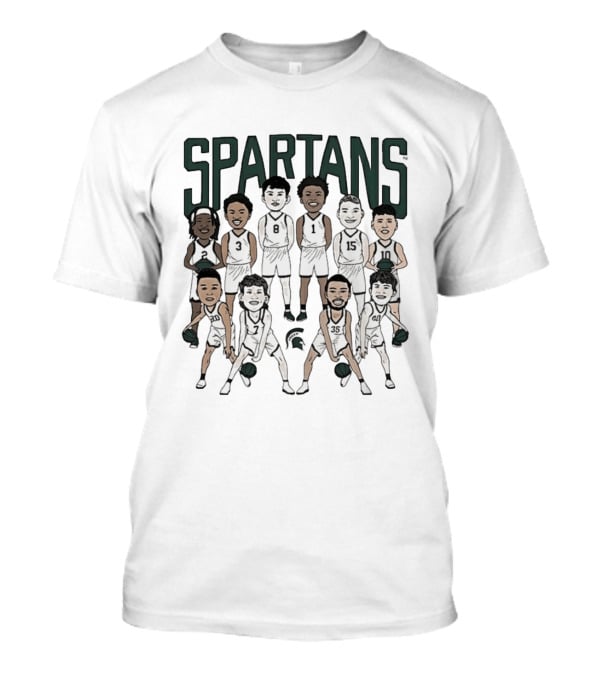 Michigan State Spartans Mens Basketball Team Caricature Players 3 8 1 15 10 35 T-Shirt