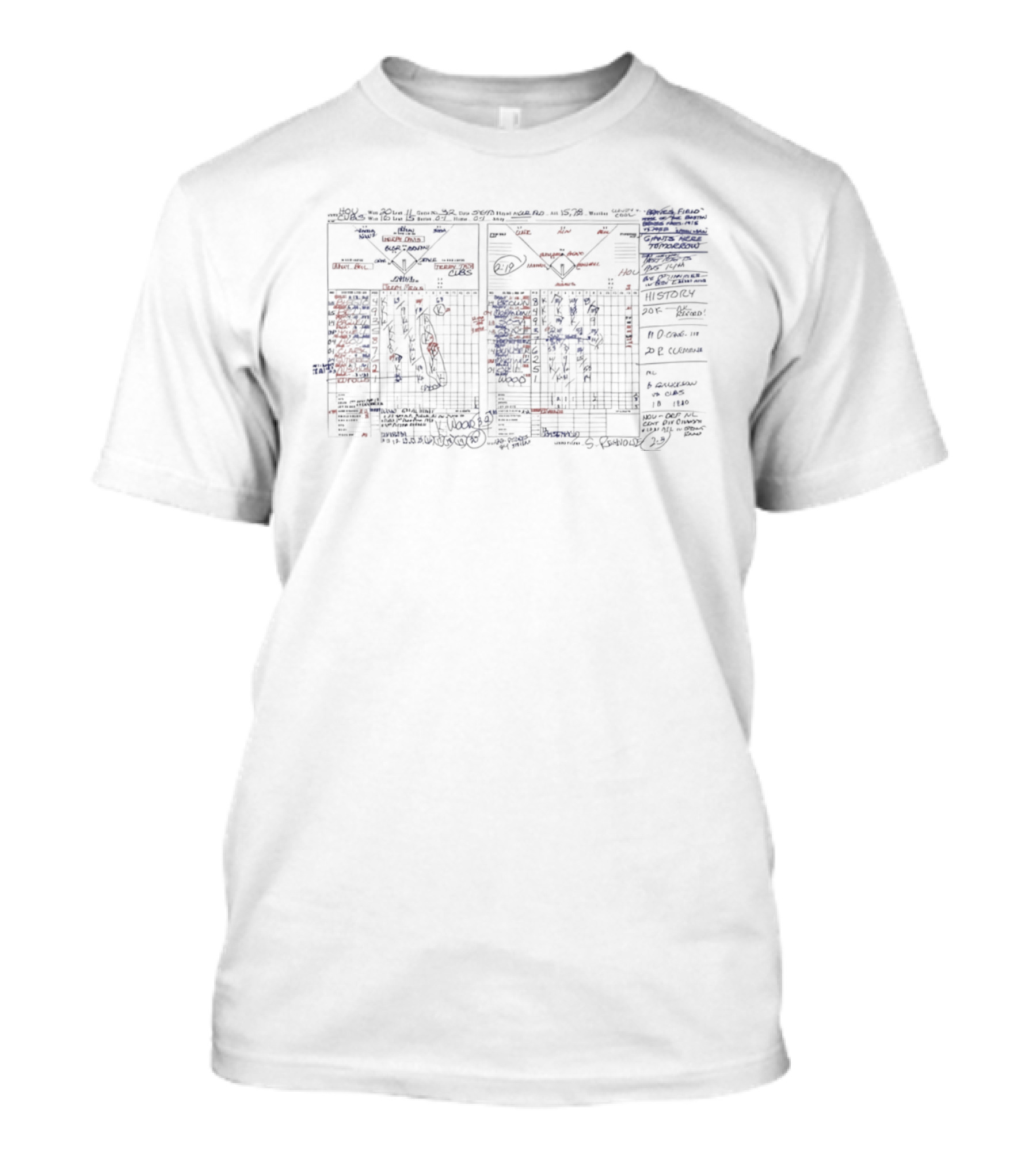 Pat Hughes Kerry Wood 20 Strikeout Game Broadcast Scorecard T-Shirt