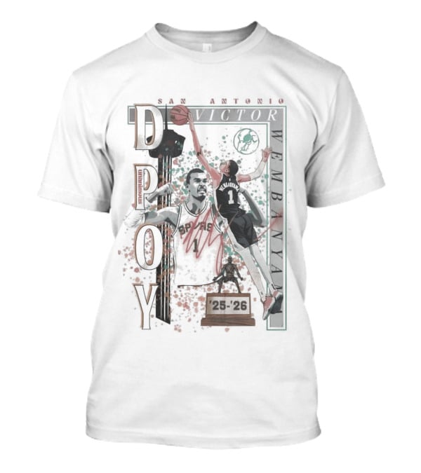 San Antonio Victor Wembanyama 2026 DPOY Basketball Spurs T-Shirt