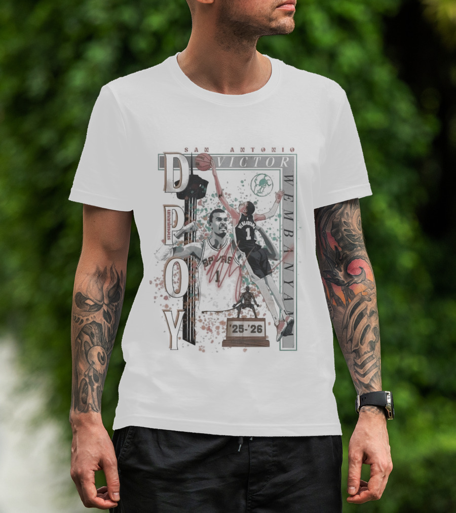 San Antonio Victor Wembanyama 2026 DPOY Basketball Spurs T-Shirt