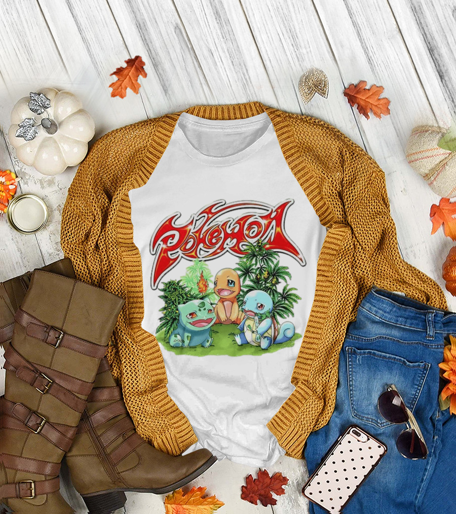 Pokémon Bulbasaur Charmander Squirtle Cannabis T-Shirt