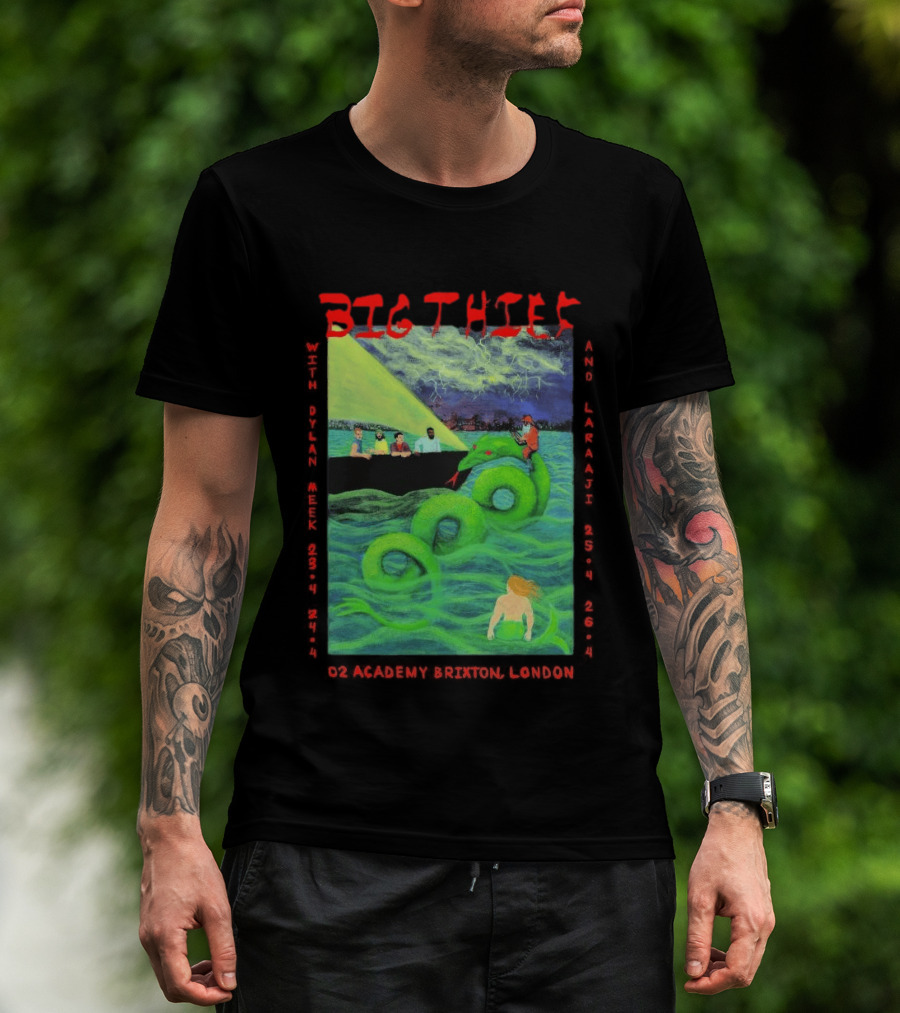 Big Thief Apr 23 2026 London Tour With Sea Serpent And Boat Scene T-Shirt