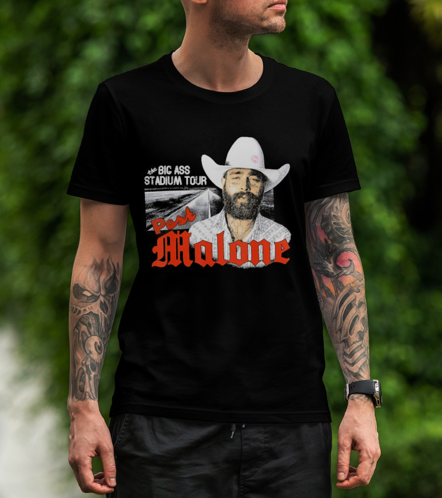 Post Malone Big Ass Stadium Tour Cowboy Hat Tattoo T-Shirt