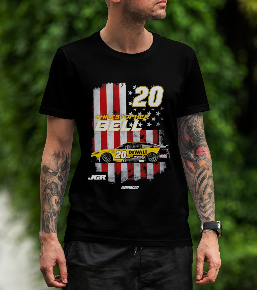 Christopher Bell 20 NASCAR DeWalt JGR Stars Stripes Racing T-Shirt