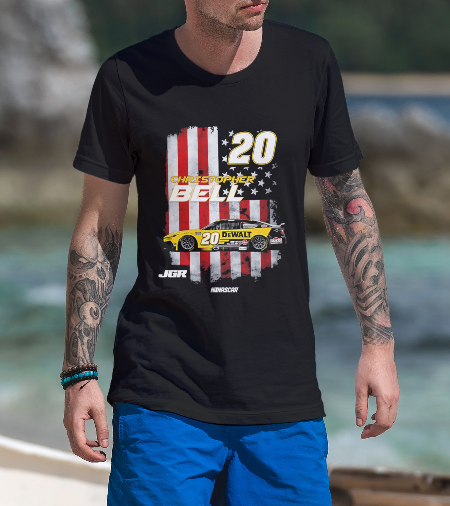 Christopher Bell 20 NASCAR DeWalt JGR Stars Stripes Racing T-Shirt