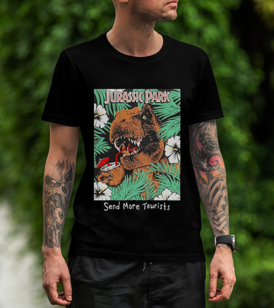 Jurassic Park Send More Tourists Rex Tropical Drink Scene T-Shirt