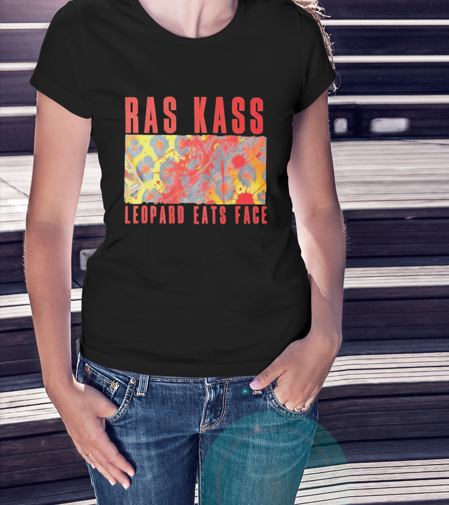 Ras Kass Leopard Eats Face Abstract Art With Blood Splatter And Animal Print T-Shirt