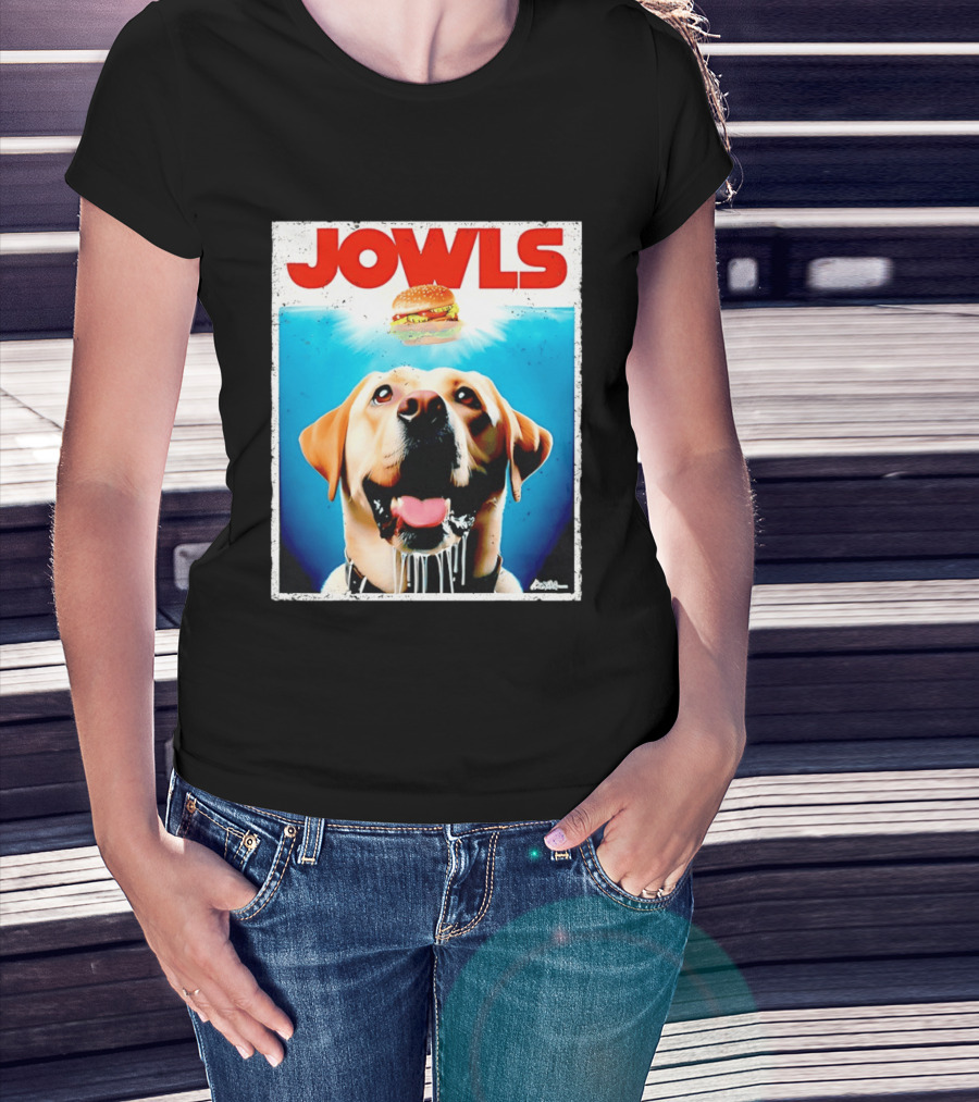 Jowls Labrador Dog Looking At Hamburger T-Shirt