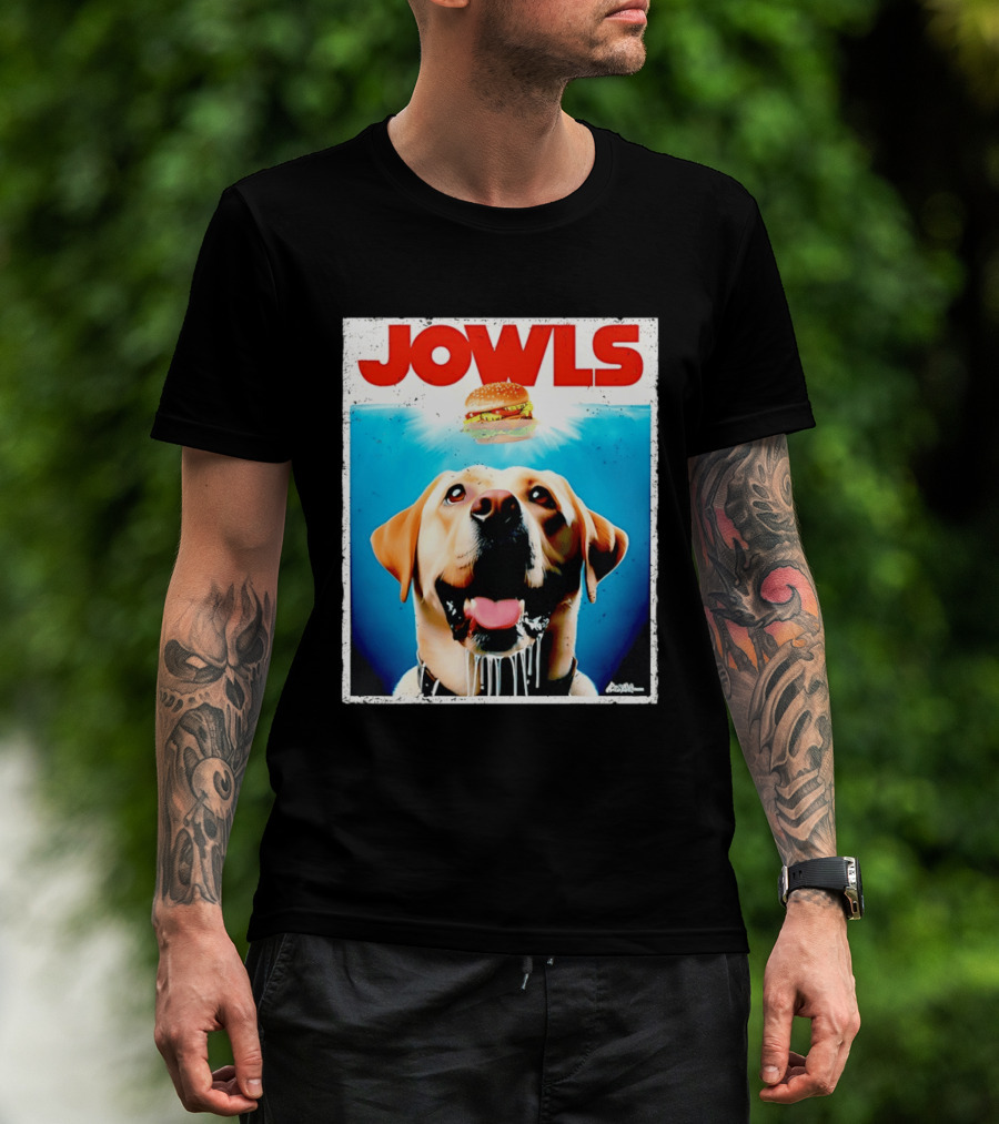 Jowls Labrador Dog Looking At Hamburger T-Shirt