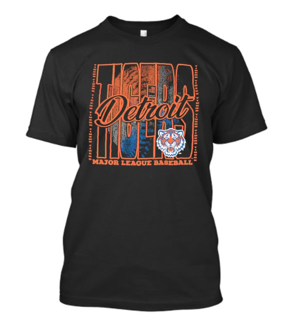 Detroit Tigers MLB Tiger Head Classic Orange And Blue T-Shirt