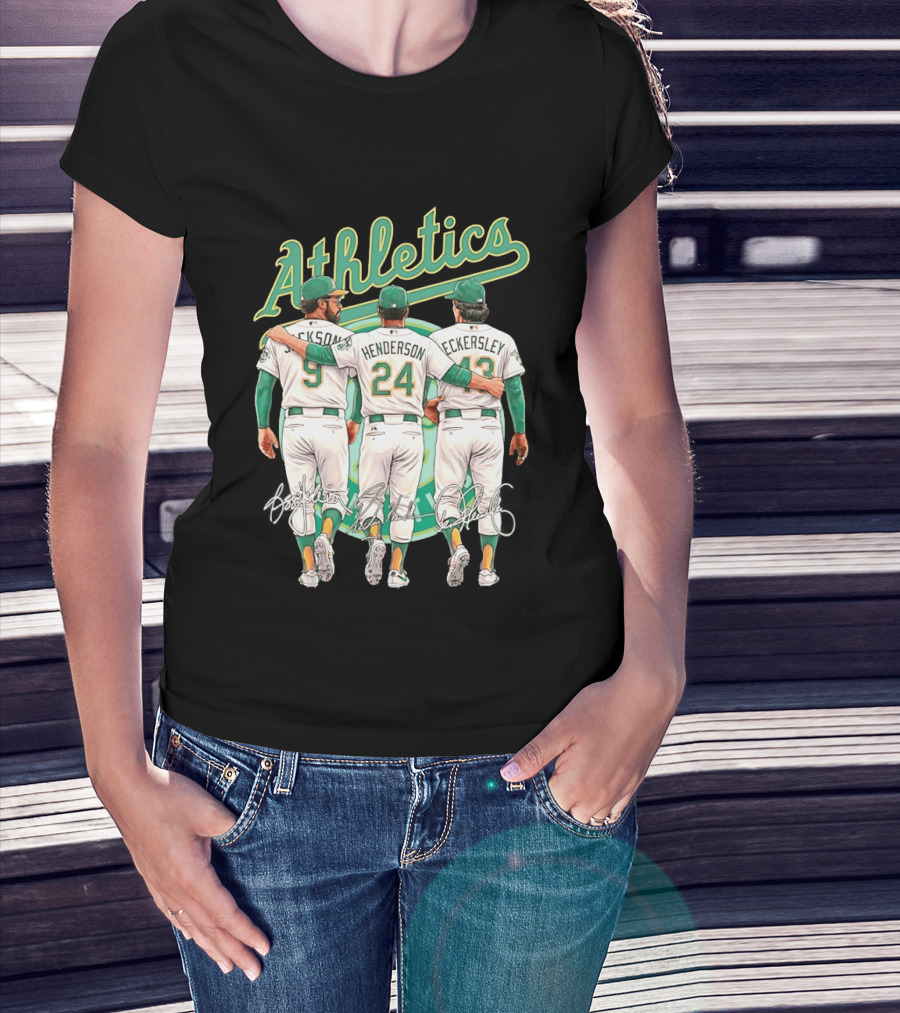 Rickey Henderson Reggie Jackson Dennis Eckersley Oakland Athletics Legends T-Shirt