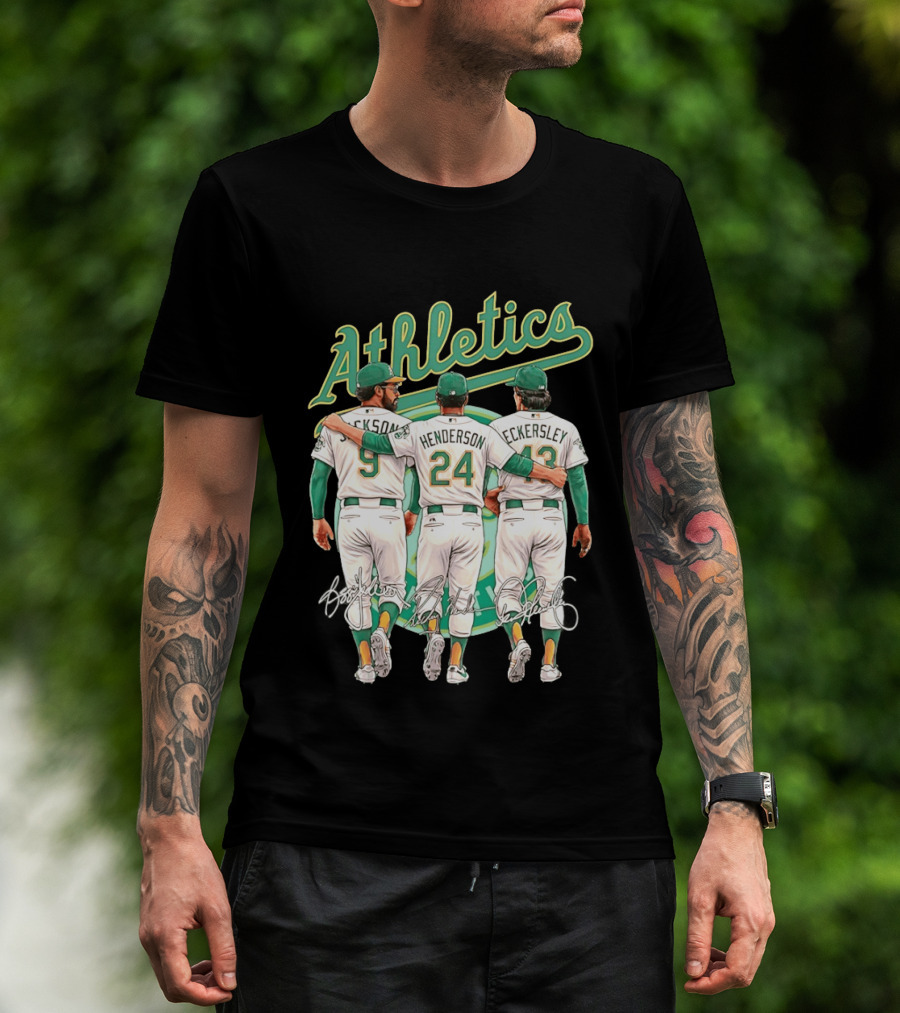 Rickey Henderson Reggie Jackson Dennis Eckersley Oakland Athletics Legends T-Shirt