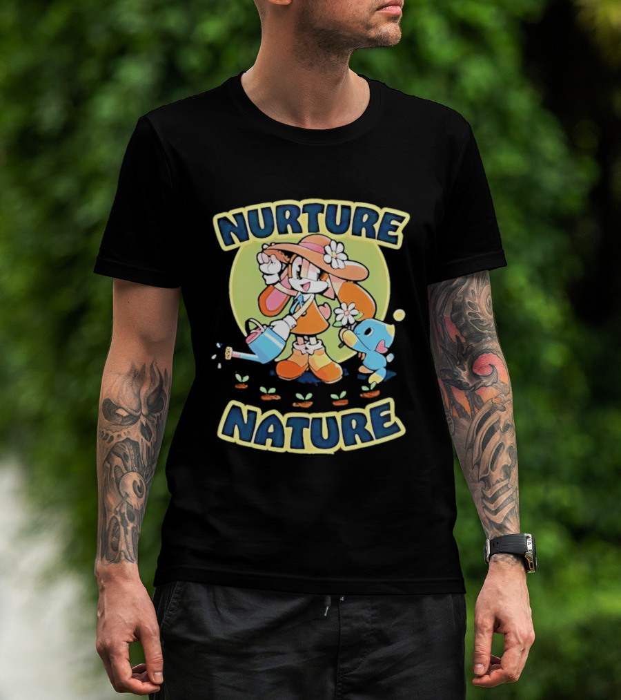 Nurture Nature Hedgehog Chao Earth Day Gardening T-Shirt