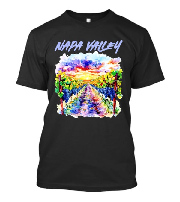 Napa Valley California Vineyard Scenic Sunset Watercolor Landscape T-Shirt