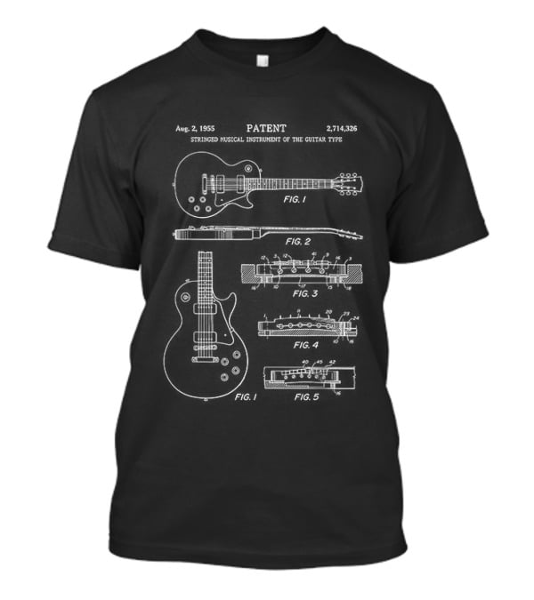 Patent Stringed Musical Instrument Blueprint Electric Guitar T-Shirt