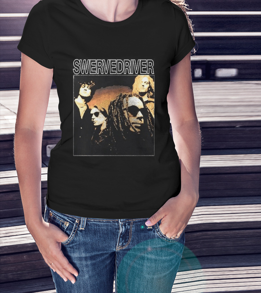 Swervedriver Band Portrait Album Cover Guns T-Shirt