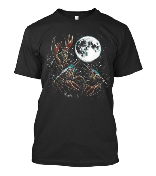 Three Crawfish Moon Galaxy Space Animal Lunar Crawdad Trio T-Shirt
